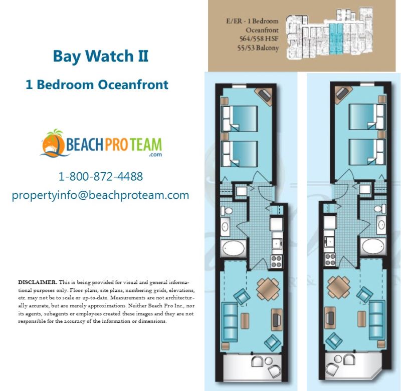 Bay Watch Resort II Floor Plan E - 1 Bedroom Oceanfront
